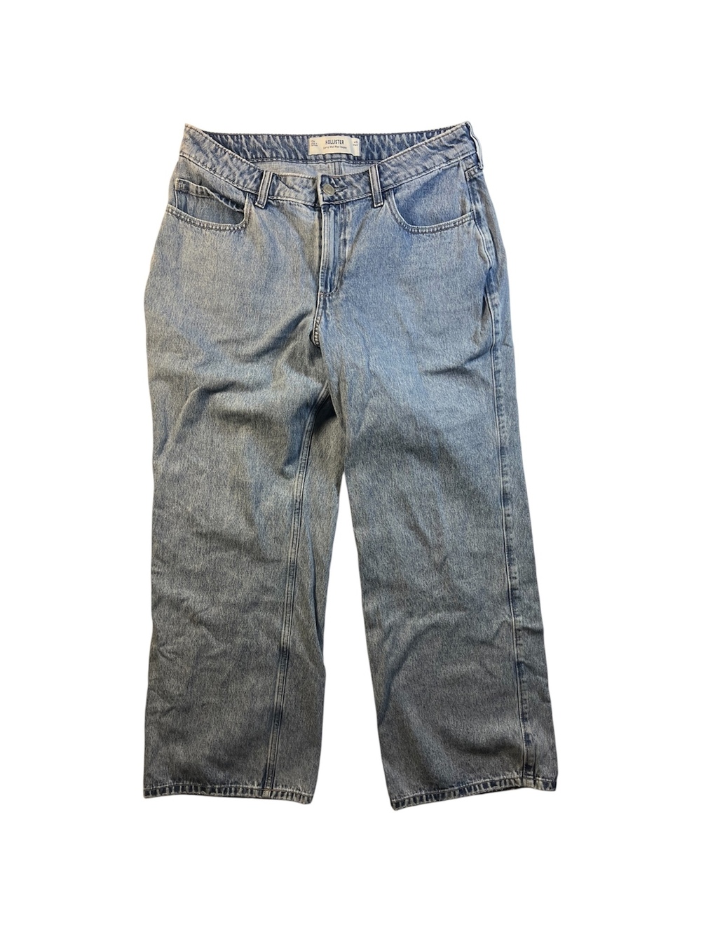 Hollister Curvy Mid-Rise Baggy Jeans W31 Short Size 12S Light Wash Wide Leg